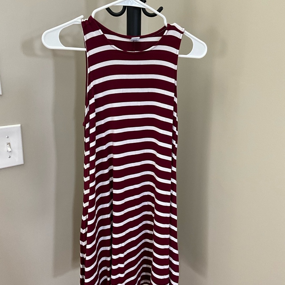 Old Navy Burgundy and White Striped Dress